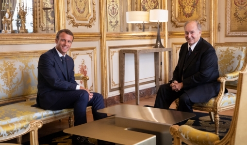 Hazar Imam with President Macron  of France 2018-09-19